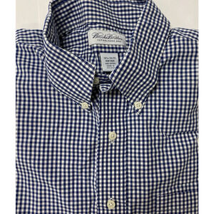 Brooks Brothers Blue Check Dress Shirt Size 16.5 Non Iron